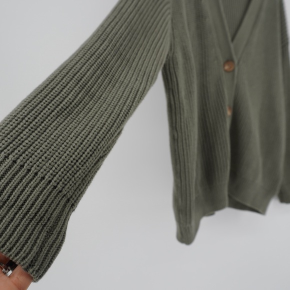 Quince 100% Organic Cotton Oversized Boyfriend Cardigan Agave Small Knit Cozy - Picture 7 of 12